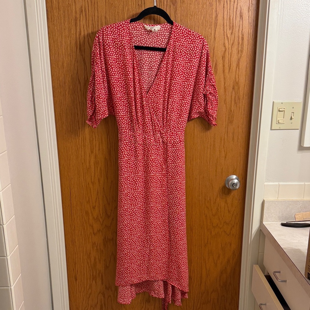 Ba&sh Red Patterned Midi Dress, like new, medium size